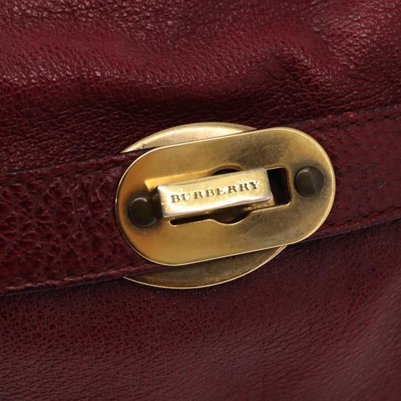 BURBERRY Shoulder Bag Leather Red Gold Auth 146940