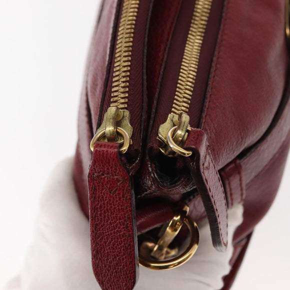 BURBERRY Shoulder Bag Leather Red Gold Auth 146940