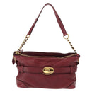 BURBERRY Shoulder Bag Leather Red Gold Auth 146940-13