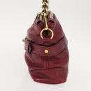 BURBERRY Shoulder Bag Leather Red Gold Auth 146940-3