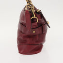BURBERRY Shoulder Bag Leather Red Gold Auth 146940-4