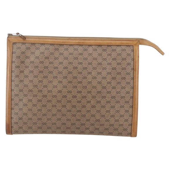 GUCCI Micro GG Supreme Clutch Bag PVC Beige 17 039 1995 Auth 146941