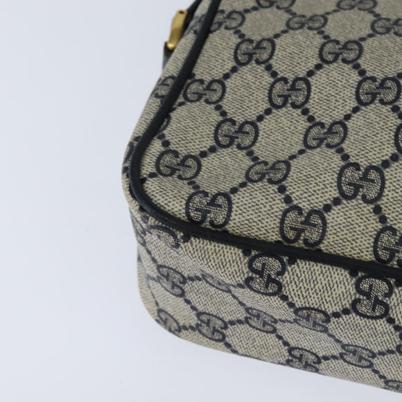 GUCCI GG Supreme Sherry Line Shoulder Bag PVC Navy Gold 904 02 049 Auth 146942