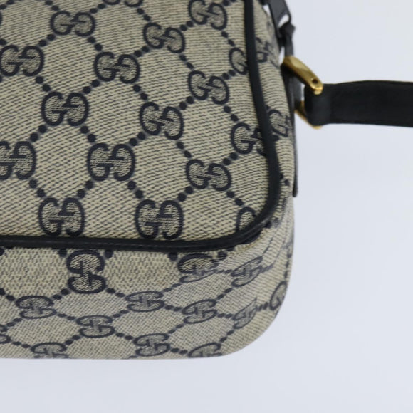 GUCCI GG Supreme Sherry Line Shoulder Bag PVC Navy Gold 904 02 049 Auth 146942