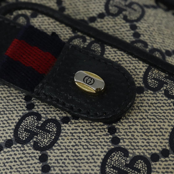 GUCCI GG Supreme Sherry Line Shoulder Bag PVC Navy Gold 904 02 049 Auth 146942