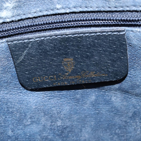 GUCCI GG Supreme Sherry Line Shoulder Bag PVC Navy Gold 904 02 049 Auth 146942