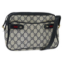 GUCCI GG Supreme Sherry Line Shoulder Bag PVC Navy Gold 904 02 049 Auth 146942-1