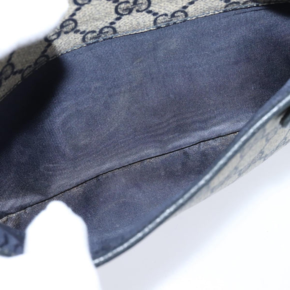 GUCCI GG Supreme Sherry Line Shoulder Bag PVC Navy Gold 904 02 049 Auth 146942