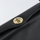 GUCCI Shoulder Bag Leather Black Gold Auth 146943-10
