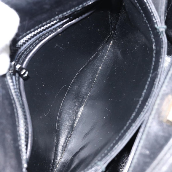 GUCCI Shoulder Bag Leather Black Gold Auth 146943