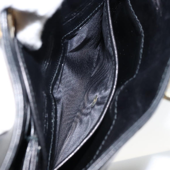 GUCCI Shoulder Bag Leather Black Gold Auth 146943