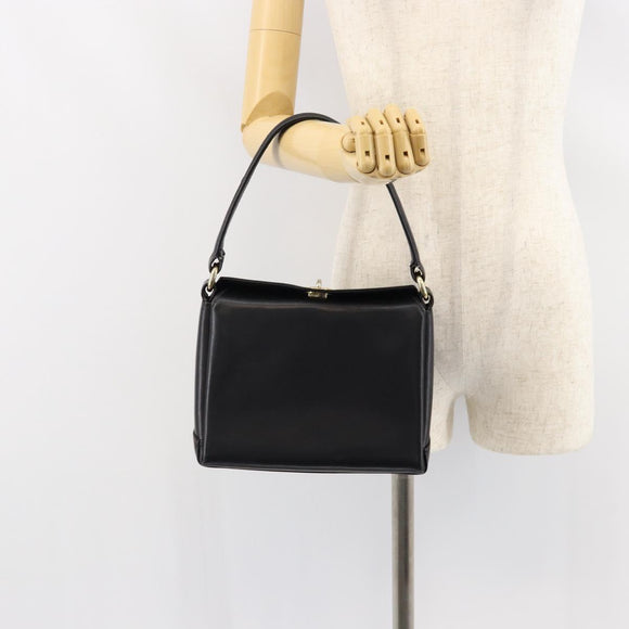 GUCCI Shoulder Bag Leather Black Gold Auth 146943