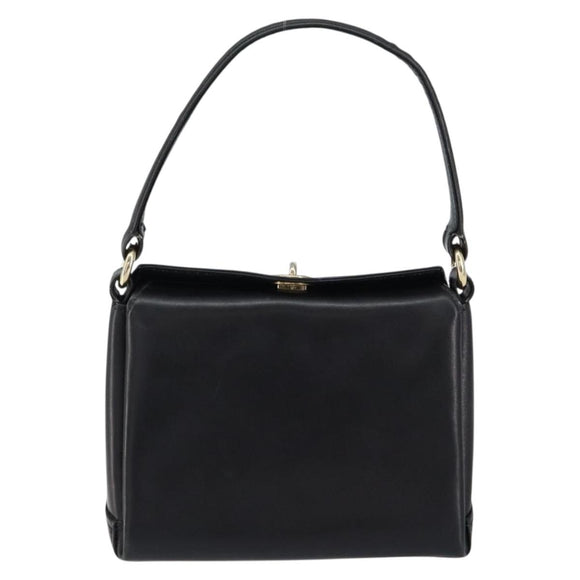 GUCCI Shoulder Bag Leather Black Gold Auth 146943