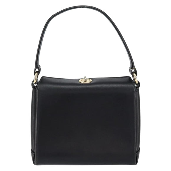 GUCCI Shoulder Bag Leather Black Gold Auth 146943