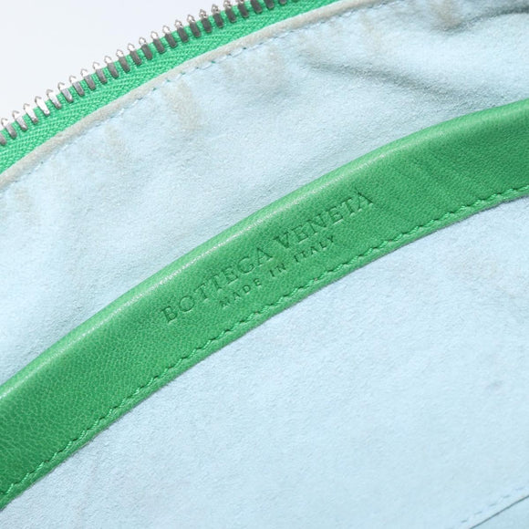 BOTTEGA VENETA INTRECCIATO Mini Boston Bag Leather Green Silver Auth 146946