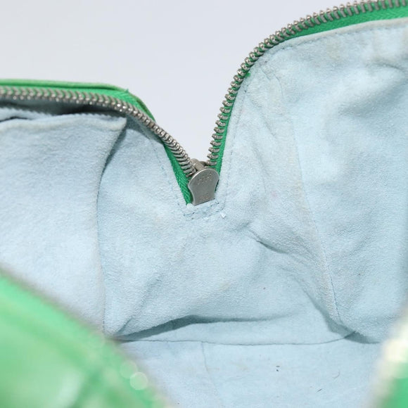 BOTTEGA VENETA INTRECCIATO Mini Boston Bag Leather Green Silver Auth 146946