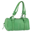 BOTTEGA VENETA INTRECCIATO Mini Boston Bag Leather Green Silver Auth 146946-1