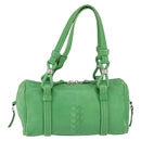 BOTTEGA VENETA INTRECCIATO Mini Boston Bag Leather Green Silver Auth 146946-13