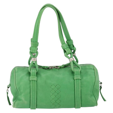 BOTTEGA VENETA INTRECCIATO Mini Boston Bag Leather Green Silver Auth 146946 - 0