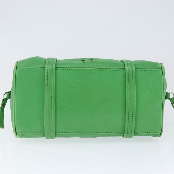 BOTTEGA VENETA INTRECCIATO Mini Boston Bag Leather Green Silver Auth 146946