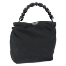 Christian Dior Maris Pearl Hand Bag Nylon Black Silver Auth 146947-1