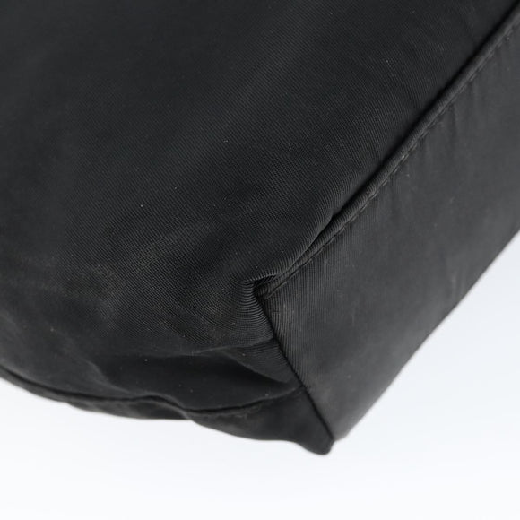 Christian Dior Maris Pearl Hand Bag Nylon Black Silver Auth 146947