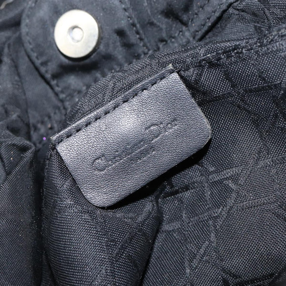 Christian Dior Maris Pearl Hand Bag Nylon Black Silver Auth 146947