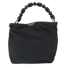 Christian Dior Maris Pearl Hand Bag Nylon Black Silver Auth 146947-13