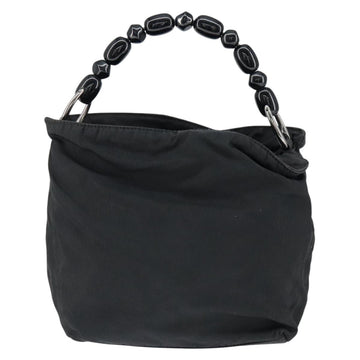 Christian Dior Maris Pearl Hand Bag Nylon Black Silver Auth 146947 - 0