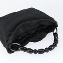 Christian Dior Maris Pearl Hand Bag Nylon Black Silver Auth 146947-6