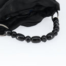 Christian Dior Maris Pearl Hand Bag Nylon Black Silver Auth 146947-7