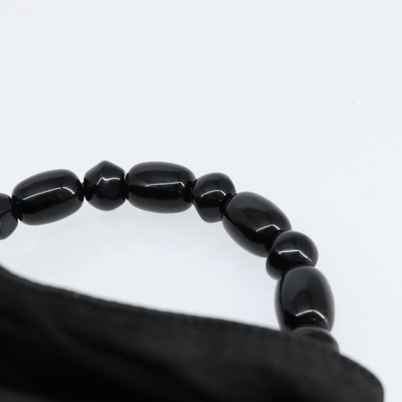 Christian Dior Maris Pearl Hand Bag Nylon Black Silver Auth 146947