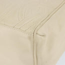 FENDI Wave Stitch Hand Bag Leather Ivory Gold Auth 146950-9