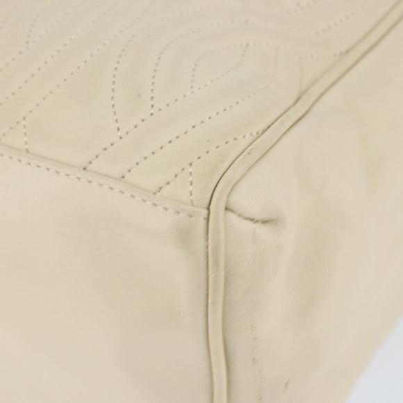 FENDI Wave Stitch Hand Bag Leather Ivory Gold Auth 146950