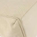 FENDI Wave Stitch Hand Bag Leather Ivory Gold Auth 146950-14