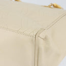 FENDI Wave Stitch Hand Bag Leather Ivory Gold Auth 146950-15