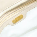 FENDI Wave Stitch Hand Bag Leather Ivory Gold Auth 146950-11
