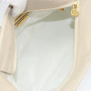 FENDI Wave Stitch Hand Bag Leather Ivory Gold Auth 146950-12
