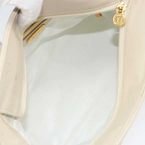 FENDI Wave Stitch Hand Bag Leather Ivory Gold Auth 146950