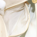 FENDI Wave Stitch Hand Bag Leather Ivory Gold Auth 146950-19