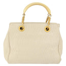 FENDI Wave Stitch Hand Bag Leather Ivory Gold Auth 146950-13