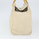 FENDI Wave Stitch Hand Bag Leather Ivory Gold Auth 146950-3