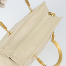FENDI Wave Stitch Hand Bag Leather Ivory Gold Auth 146950-6