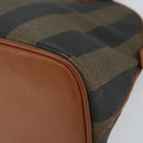 FENDI Pecan Canvas Hand Bag PVC 2way Black Brown Auth 146951-15