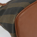 FENDI Pecan Canvas Hand Bag PVC 2way Black Brown Auth 146951-16