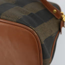 FENDI Pecan Canvas Hand Bag PVC 2way Black Brown Auth 146951-17