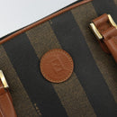FENDI Pecan Canvas Hand Bag PVC 2way Black Brown Auth 146951-18