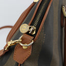 FENDI Pecan Canvas Hand Bag PVC 2way Black Brown Auth 146951-19