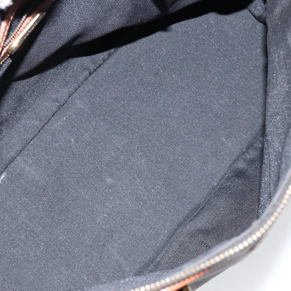 FENDI Pecan Canvas Hand Bag PVC 2way Black Brown Auth 146951
