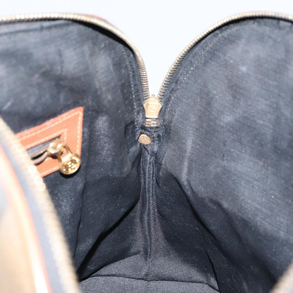 FENDI Pecan Canvas Hand Bag PVC 2way Black Brown Auth 146951